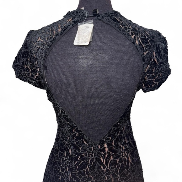 Free People Hide & Seek Black Velvety Mini Dress Whimsygoth Women’s Size 2 NWT - Picture 7 of 11